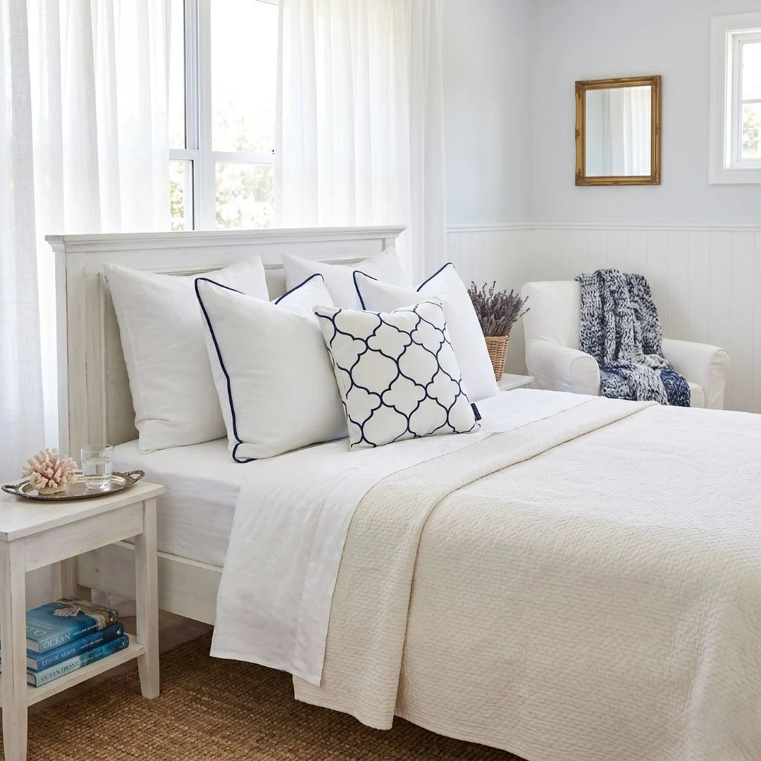 Hampton bedroom with Sun Republic cushions