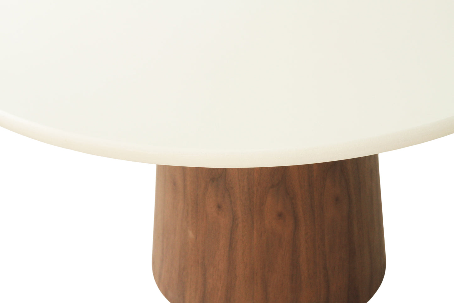 Jansen White Microcement Dining Table Round - Walnut Base