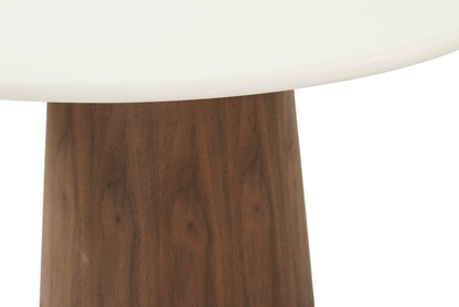 Jansen White Microcement Dining Table Round - Walnut Base