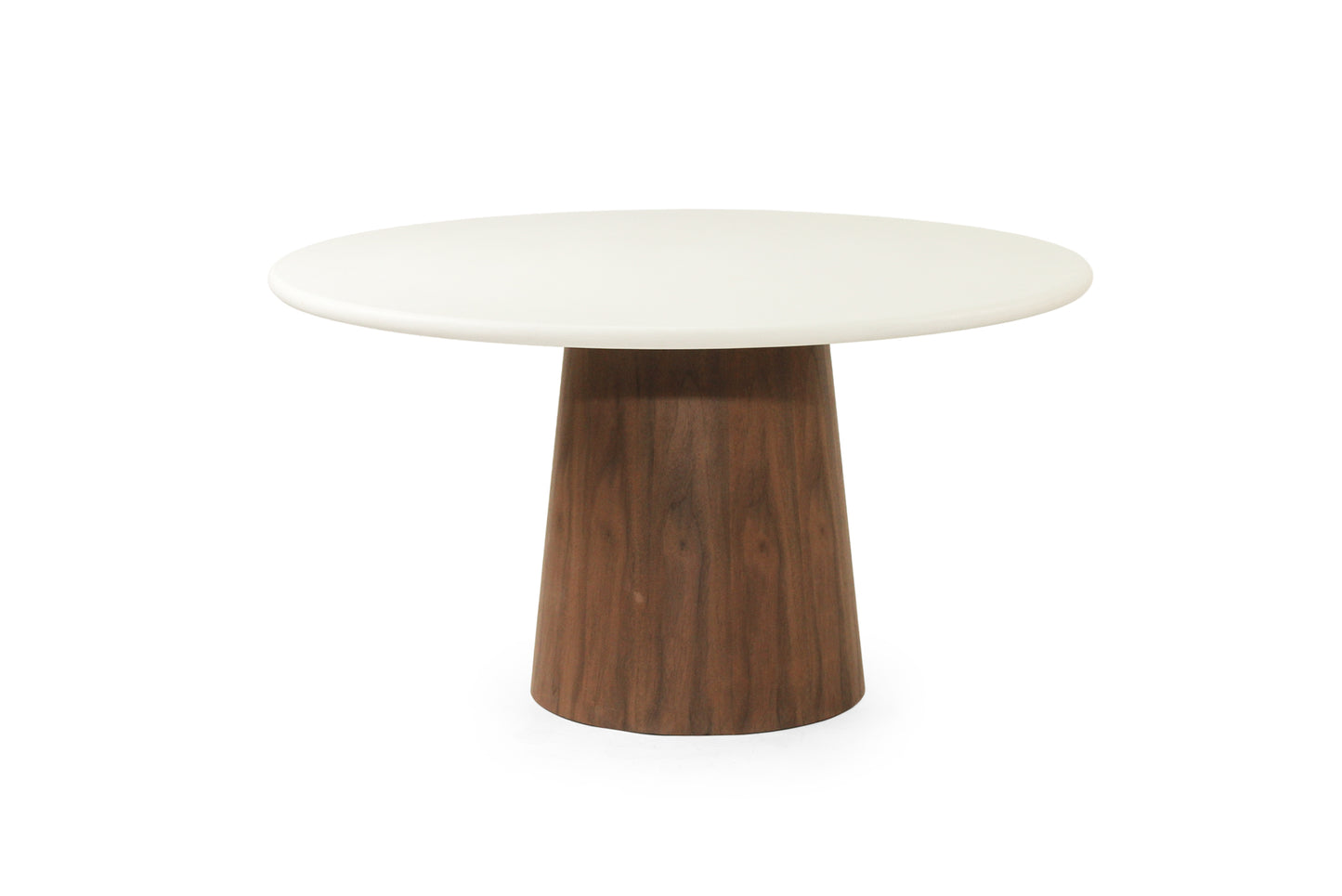 Jansen White Microcement Dining Table Round - Walnut Base