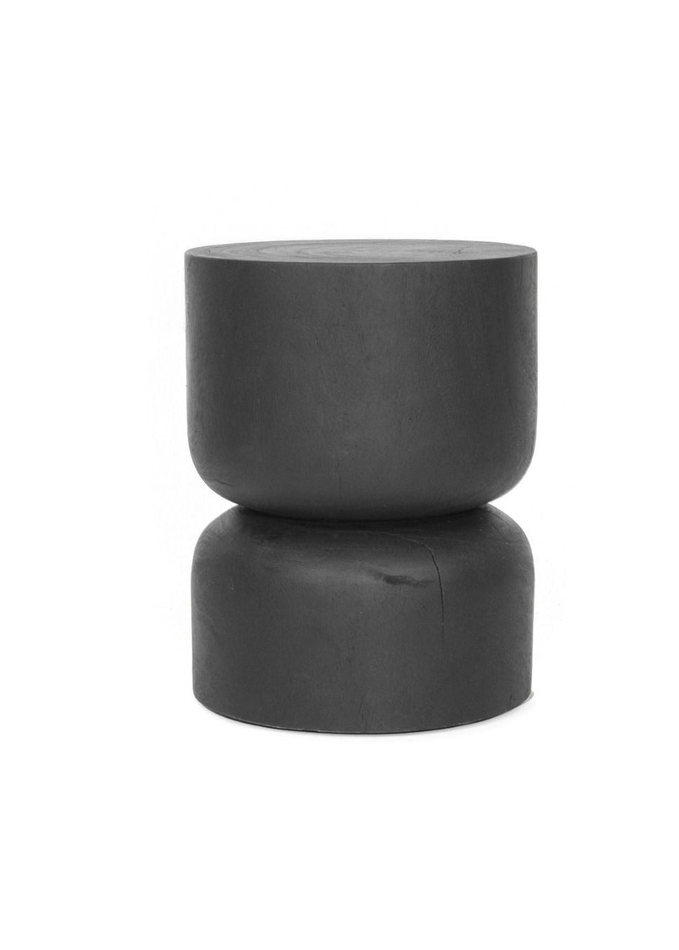 Black cylindrical stool on a white background