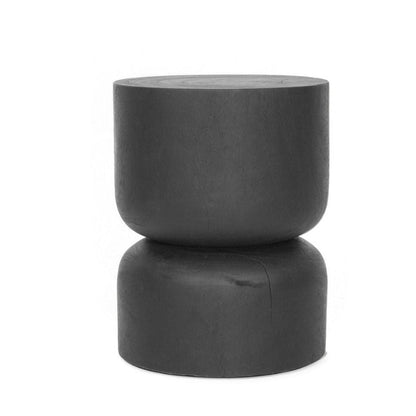 Black cylindrical stool on a white background