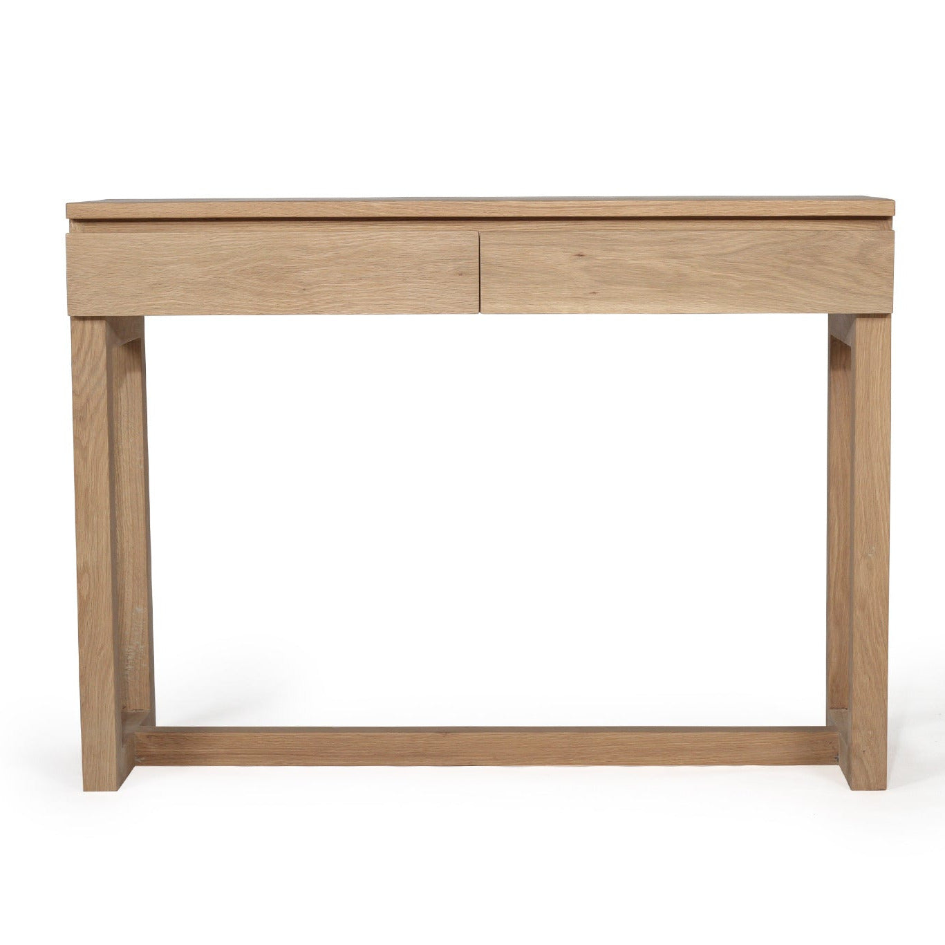 Wooden console with a drawer on a white background