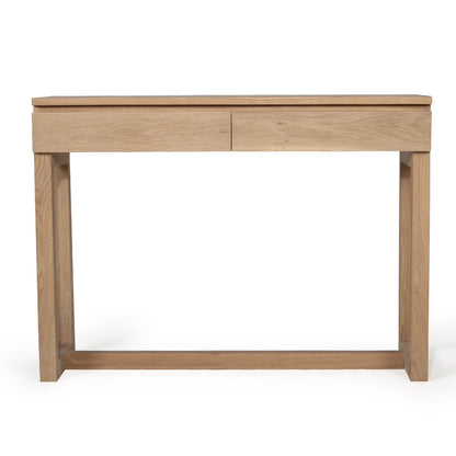 Wooden console with a drawer on a white background