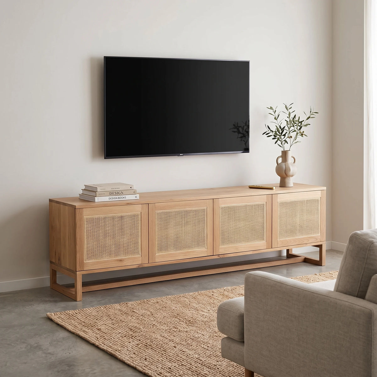 Sun Republic Kiera American Oak 4 door 200cm entertainment unit