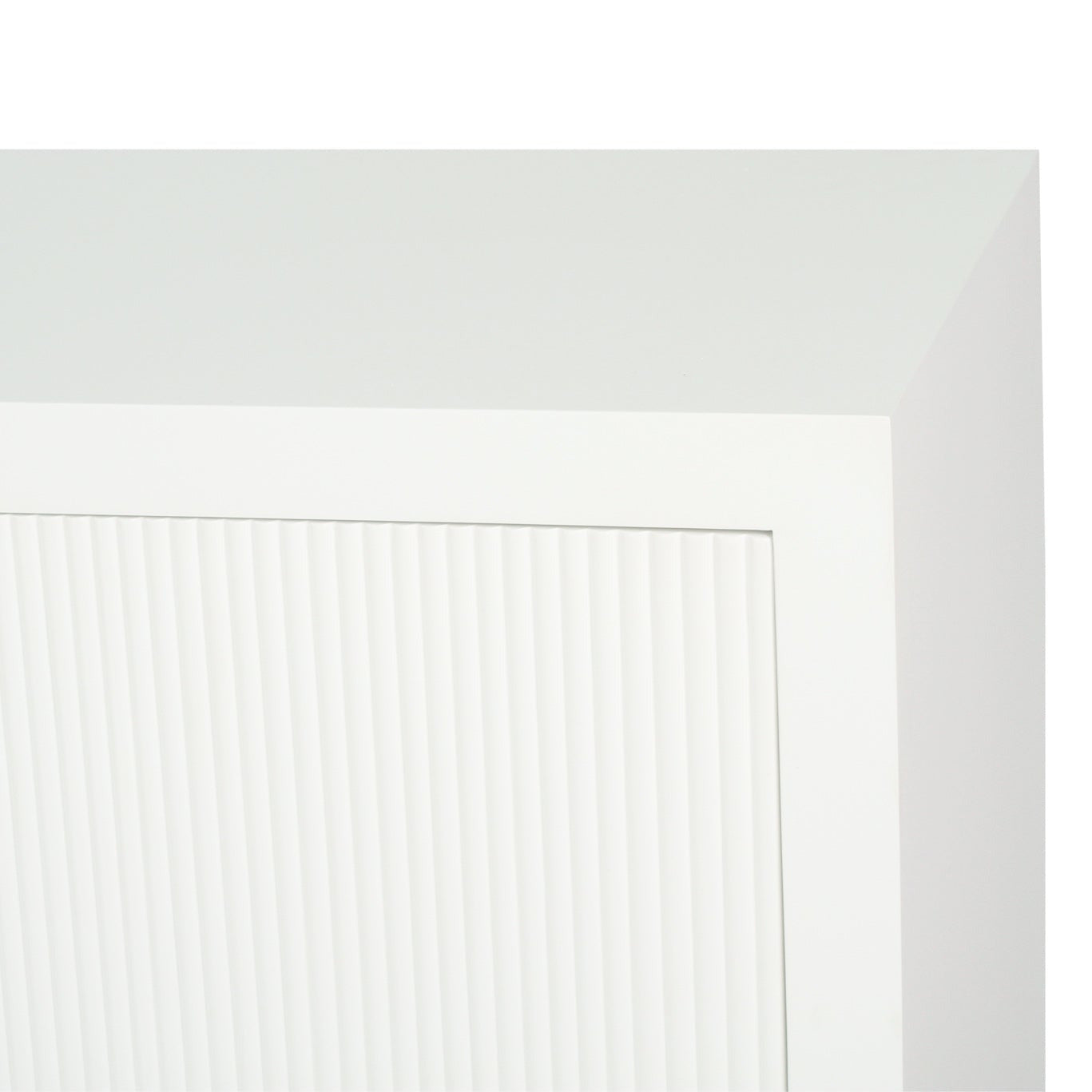 White cabinet with a gold handle on a white background