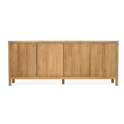 Wooden sideboard with four doors on a white background