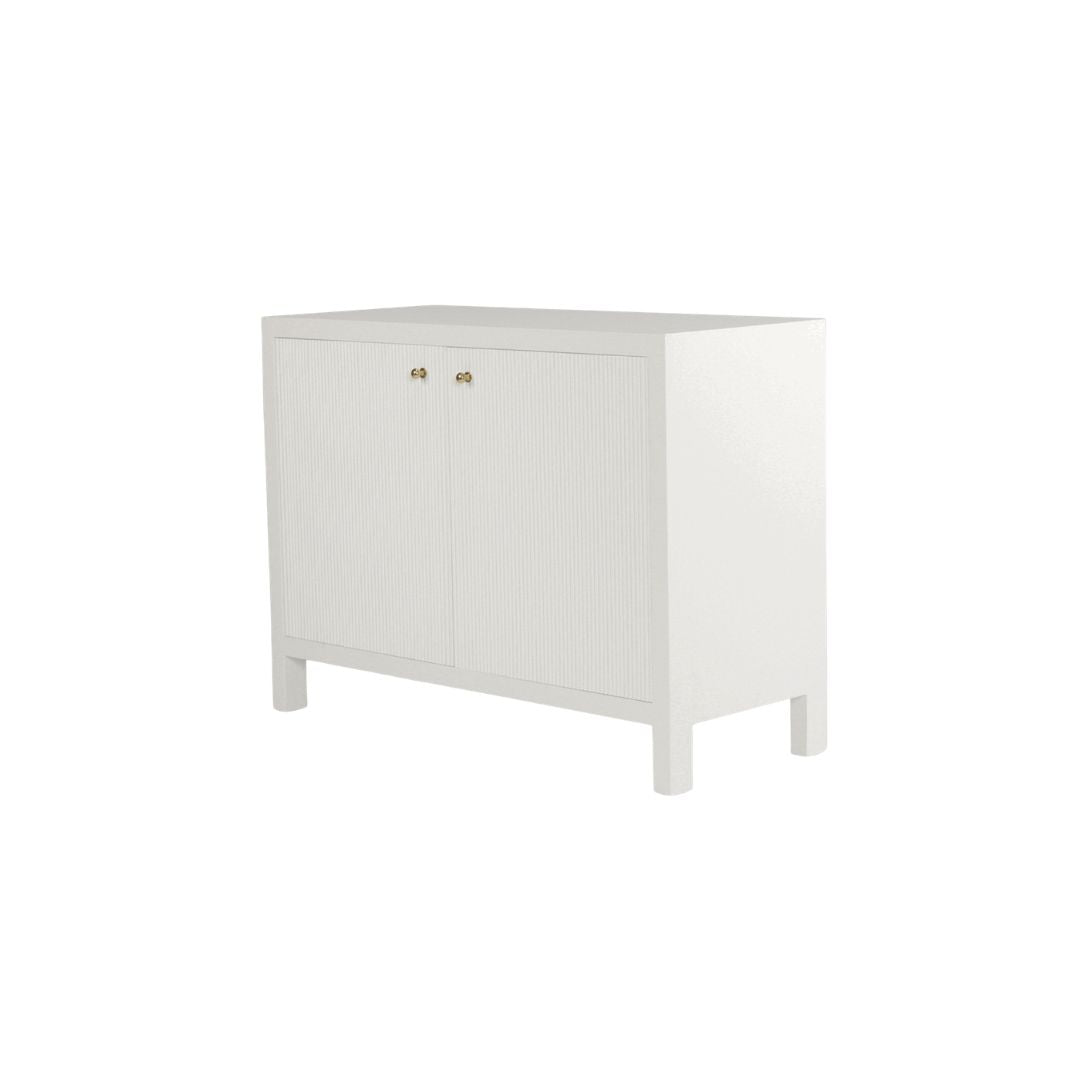 White cabinet with a door on a white background