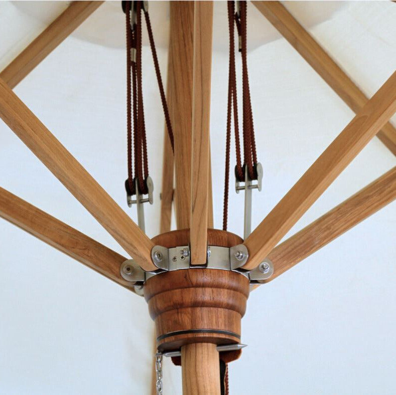  Outdoor Umbrella With Base - White & Teak Sun Republic 