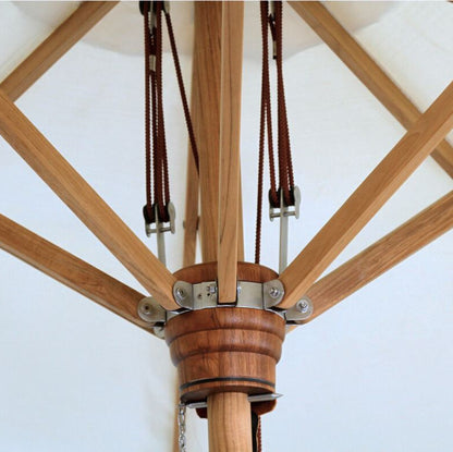  Outdoor Umbrella With Base - White & Teak Sun Republic 