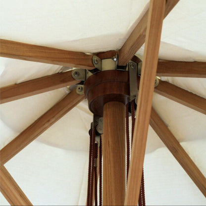 Kirra Outdoor Umbrella With Base - White & Teak Sun Republic 