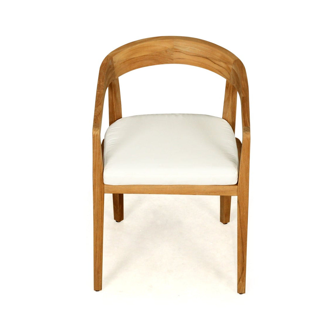 Wooden chair with a white cushion on a white background