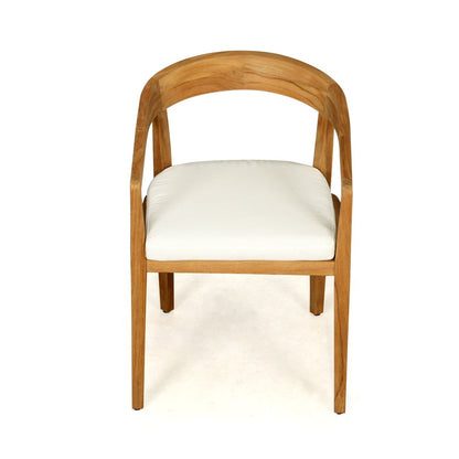 Wooden chair with a white cushion on a white background