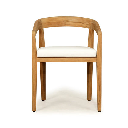 Wooden chair with a white cushion on a white background