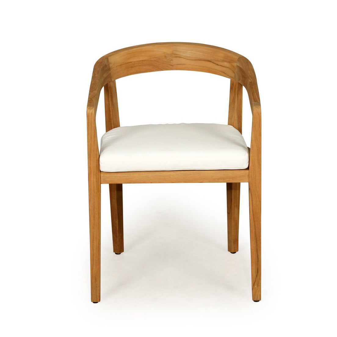 Wooden chair with a white cushion on a white background