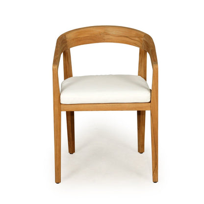 Wooden chair with a white cushion on a white background