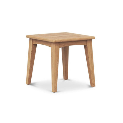 Wooden side table on a white background