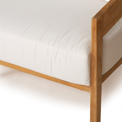 Wooden frame with white cushion on a white background