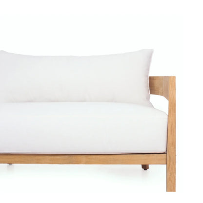 Wooden  frame with white cushion on a white background