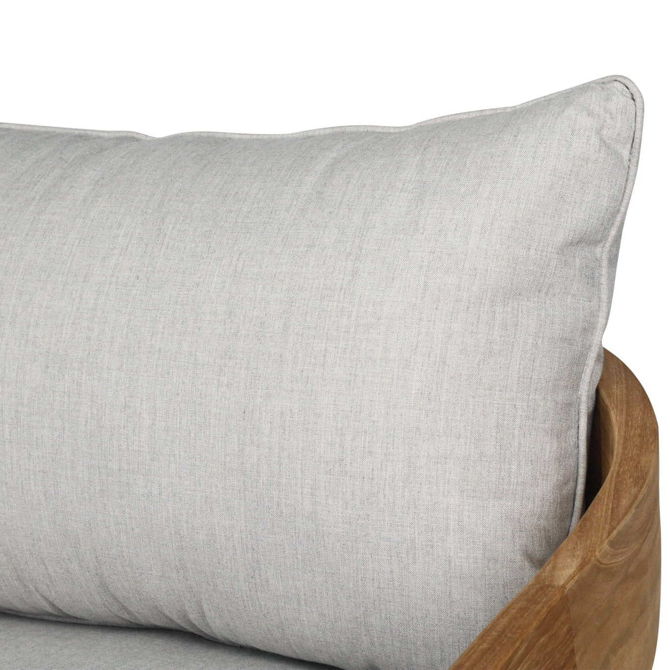 Gray cushion on a wooden chair with a white background