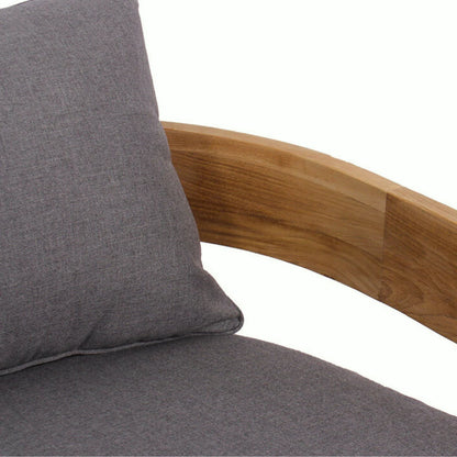 Gray cushion on a wooden armchair with a white background
