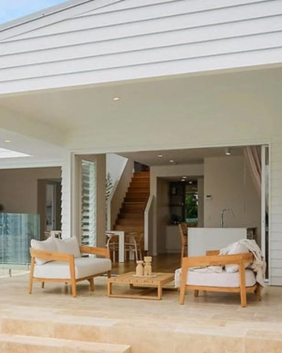 Kirra Teak 2 Seater Outdoor Sofa – Sunbrella Cushions (3 Colours)