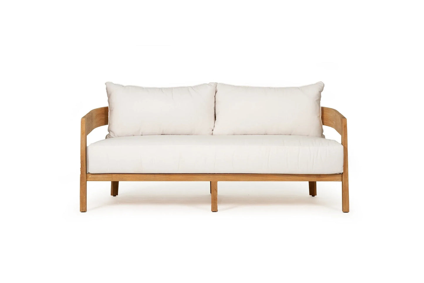 White sofa with wooden frame on a white background