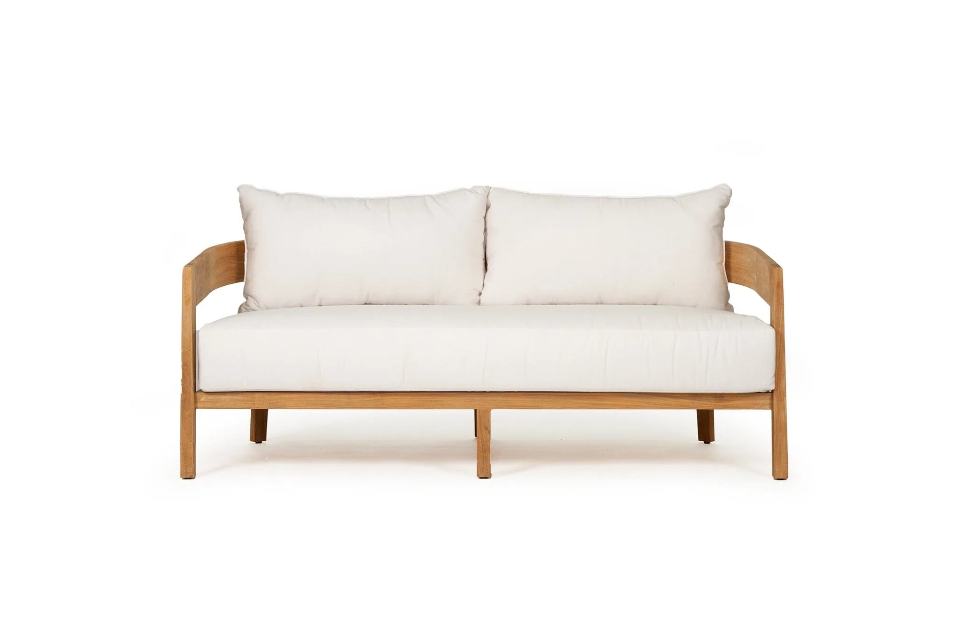 White sofa with wooden frame on a white background