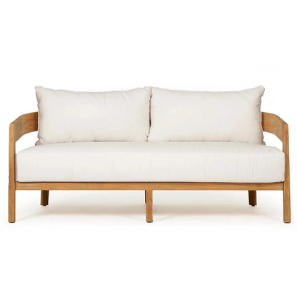 White sofa with wooden frame on a white background