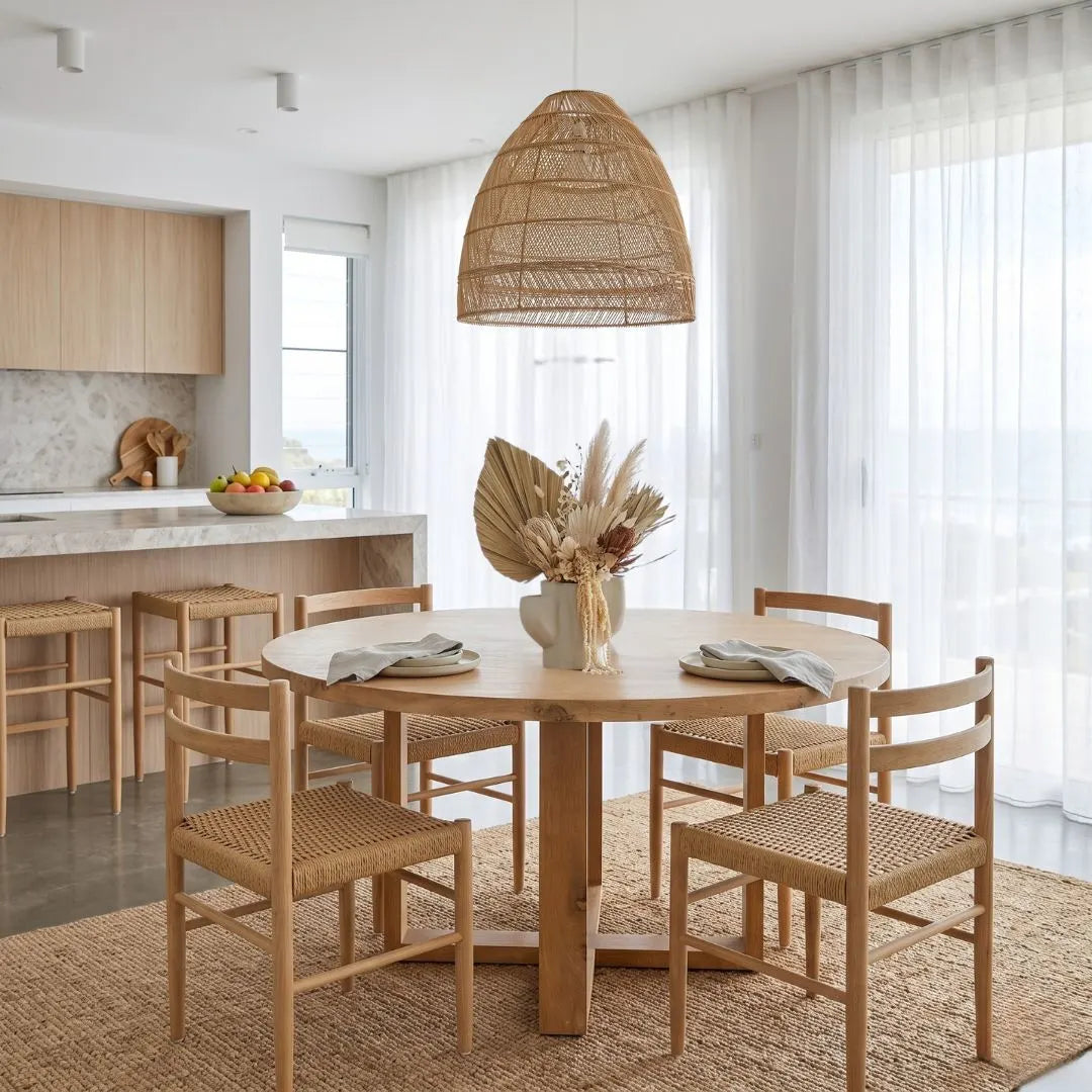 Sun Republic American Oak counter stools in a modern coastal kitchen