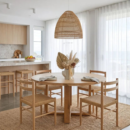 Sun Republic American Oak counter stools in a modern coastal kitchen