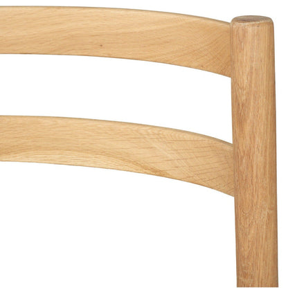 American Oak Kitchen Counter Stool with back rest and woven seat on a white background