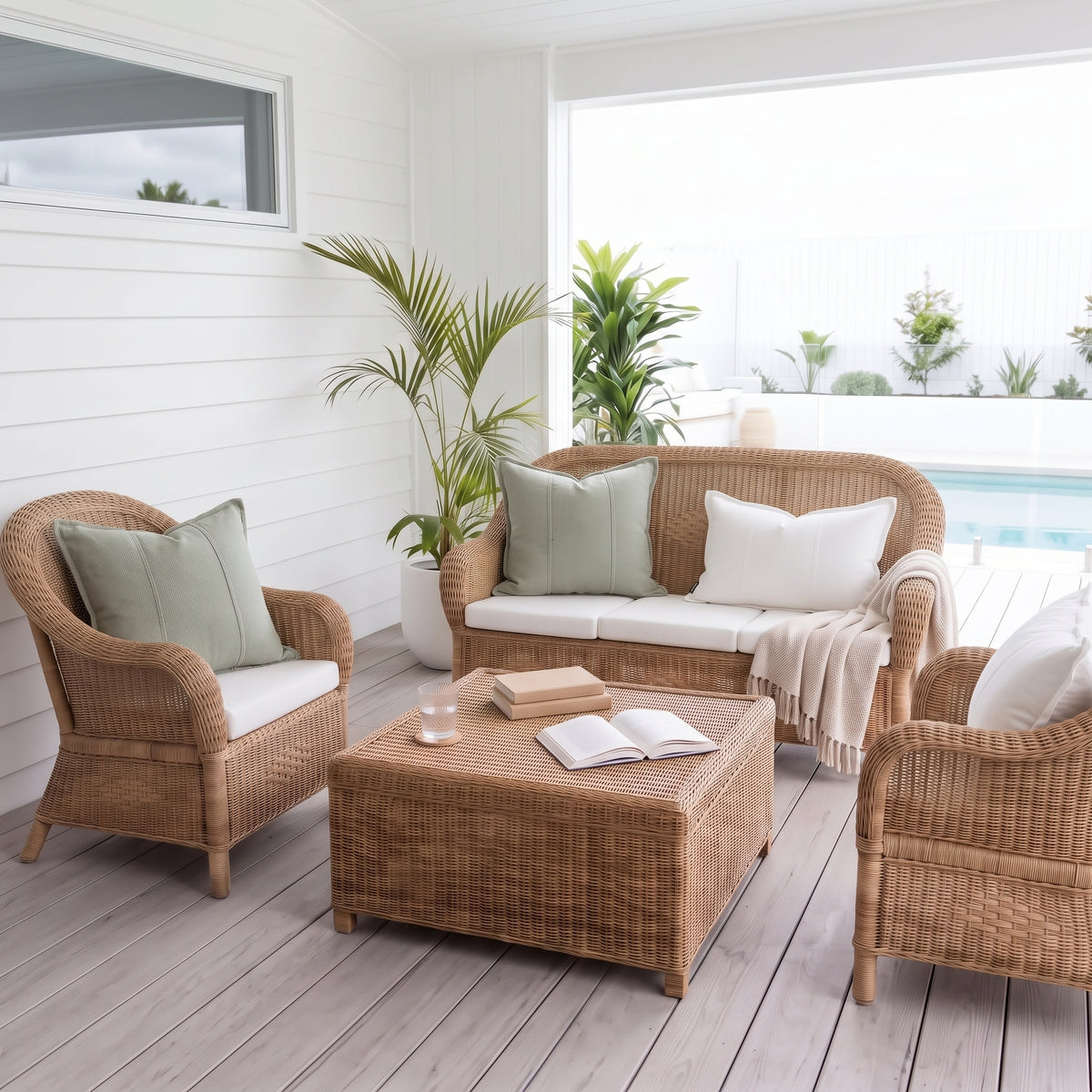 Luca Linen Alfresco Outdoor Cushion – Off White | Square & Lumbar