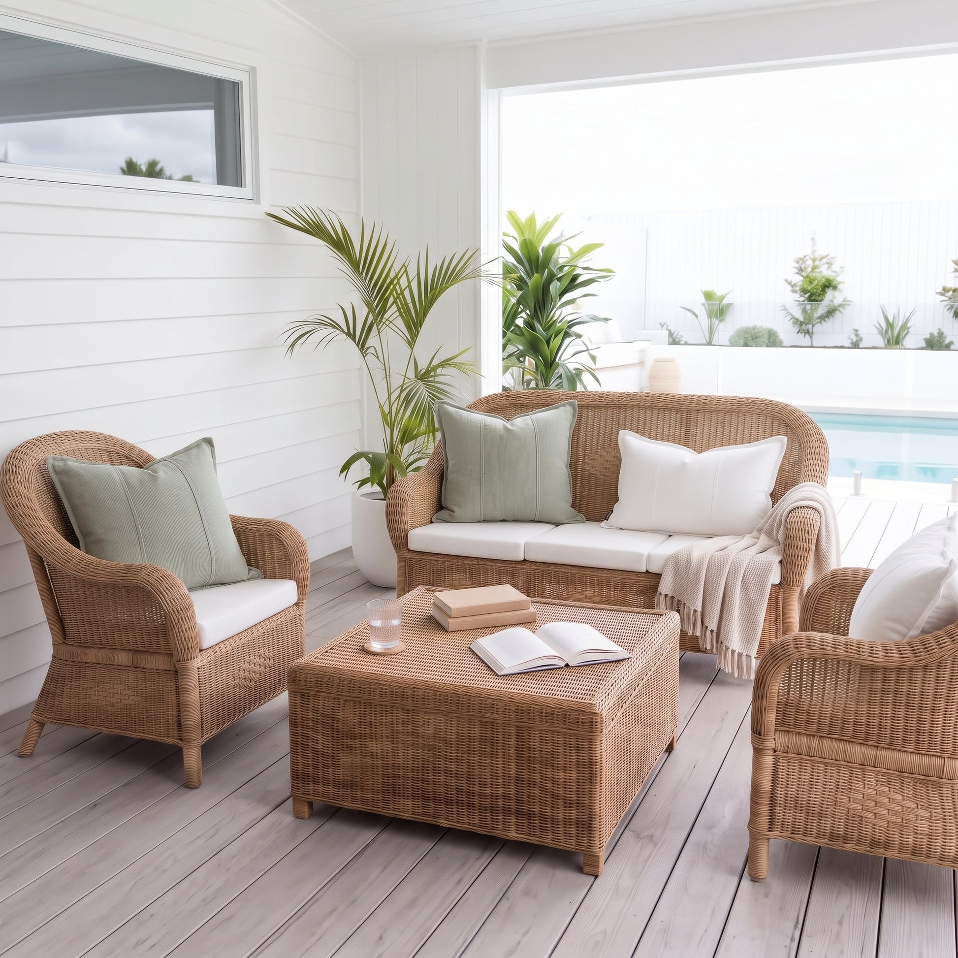 Luca Linen Alfresco Outdoor Cushion – Off White | Square & Lumbar