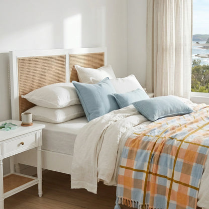 Luca Linen Cushion with Feather Insert - Sky Blue | Square & Lumbar