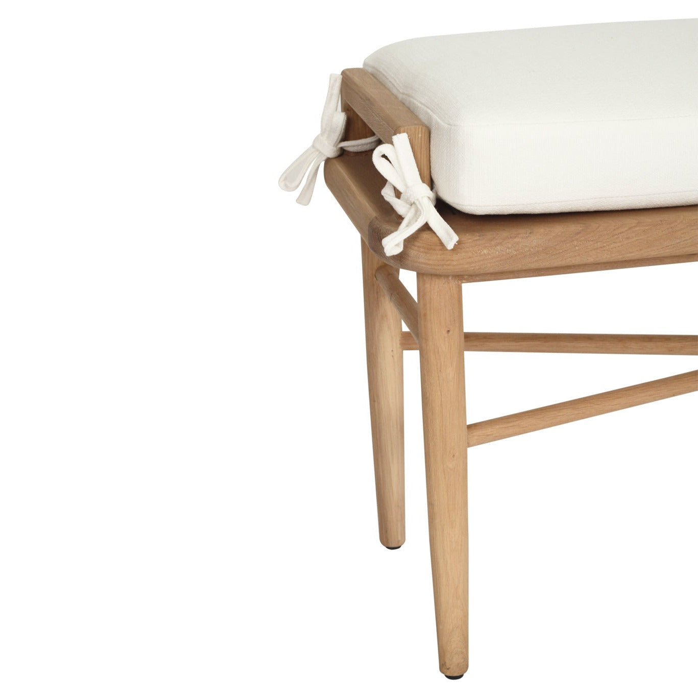 Wooden chair with a white cushion on a white background