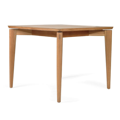 Wooden dining table on a white background