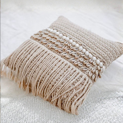 Myla Macramé Shell Embellished Cushion Cover 
