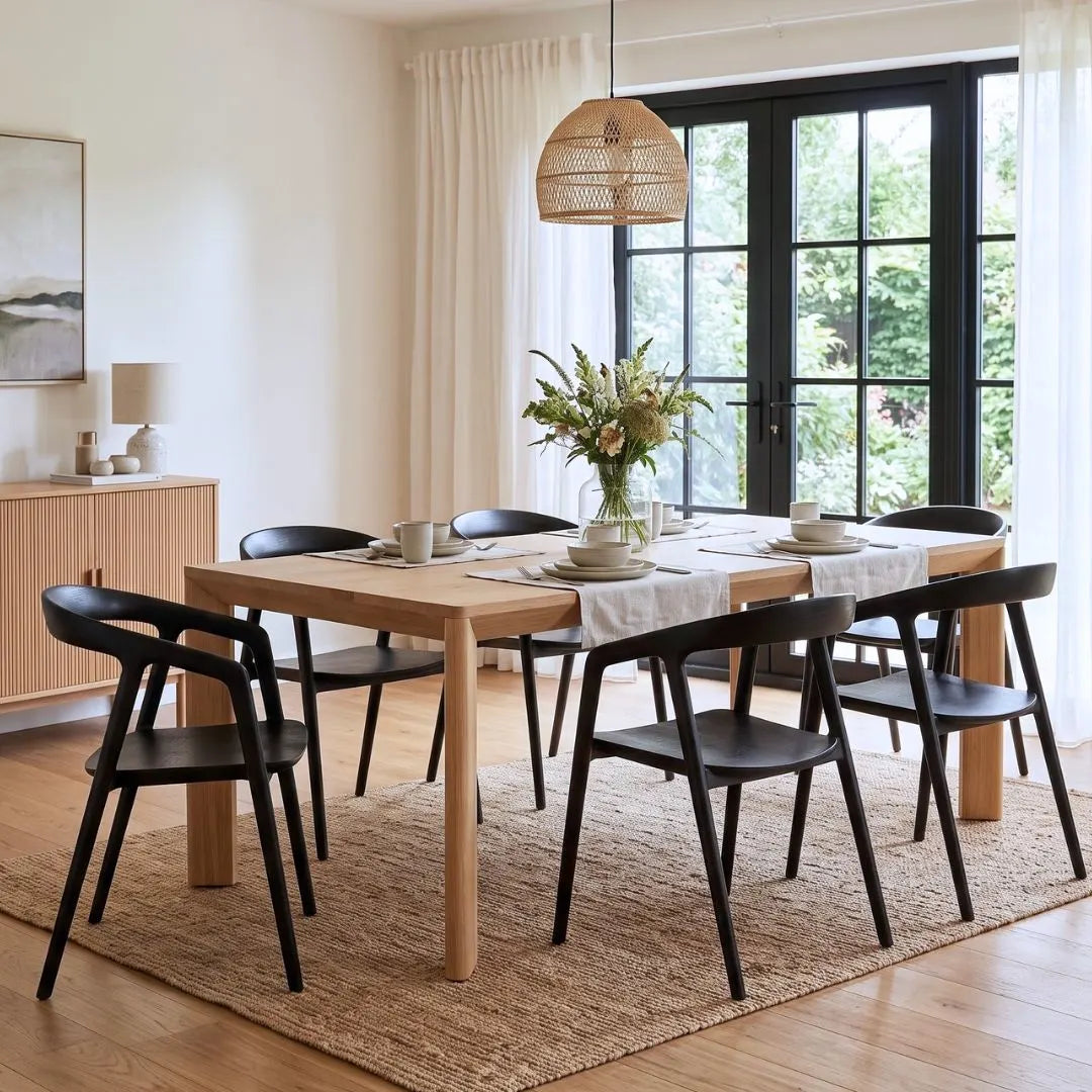 American oak dining table in a modern home