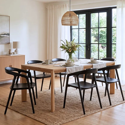 American oak dining table in a modern home