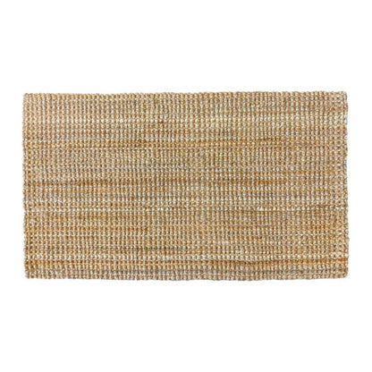 Rectangular jute rug on a white background