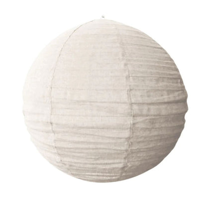 White linen round lantern pendant on a white background