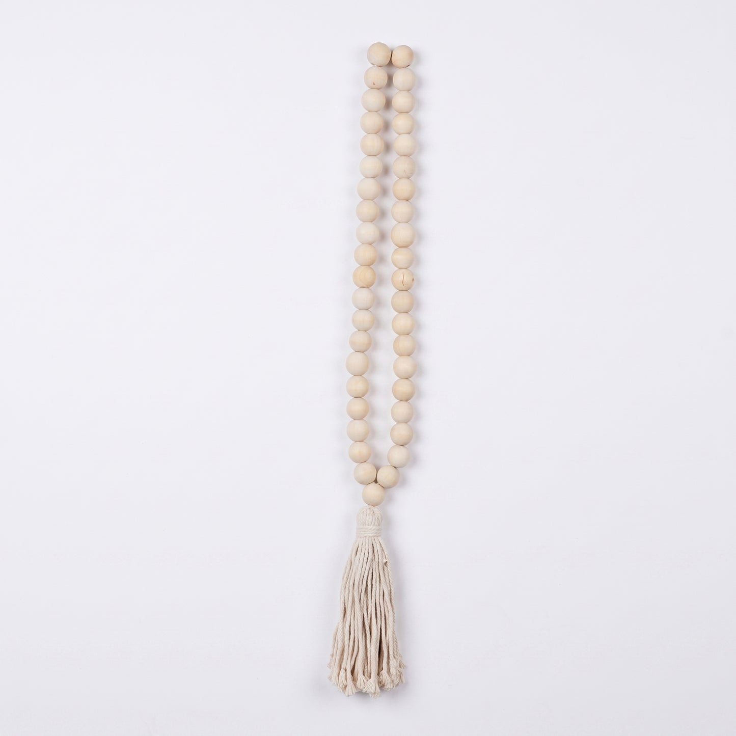 Natural Wooden Bead Garland with Tassel