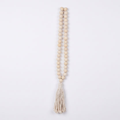 Natural Wooden Bead Garland with Tassel