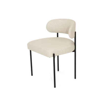 Beige chair with black legs on a white background