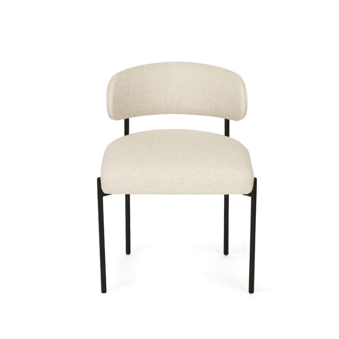 Beige chair with black legs on a white background