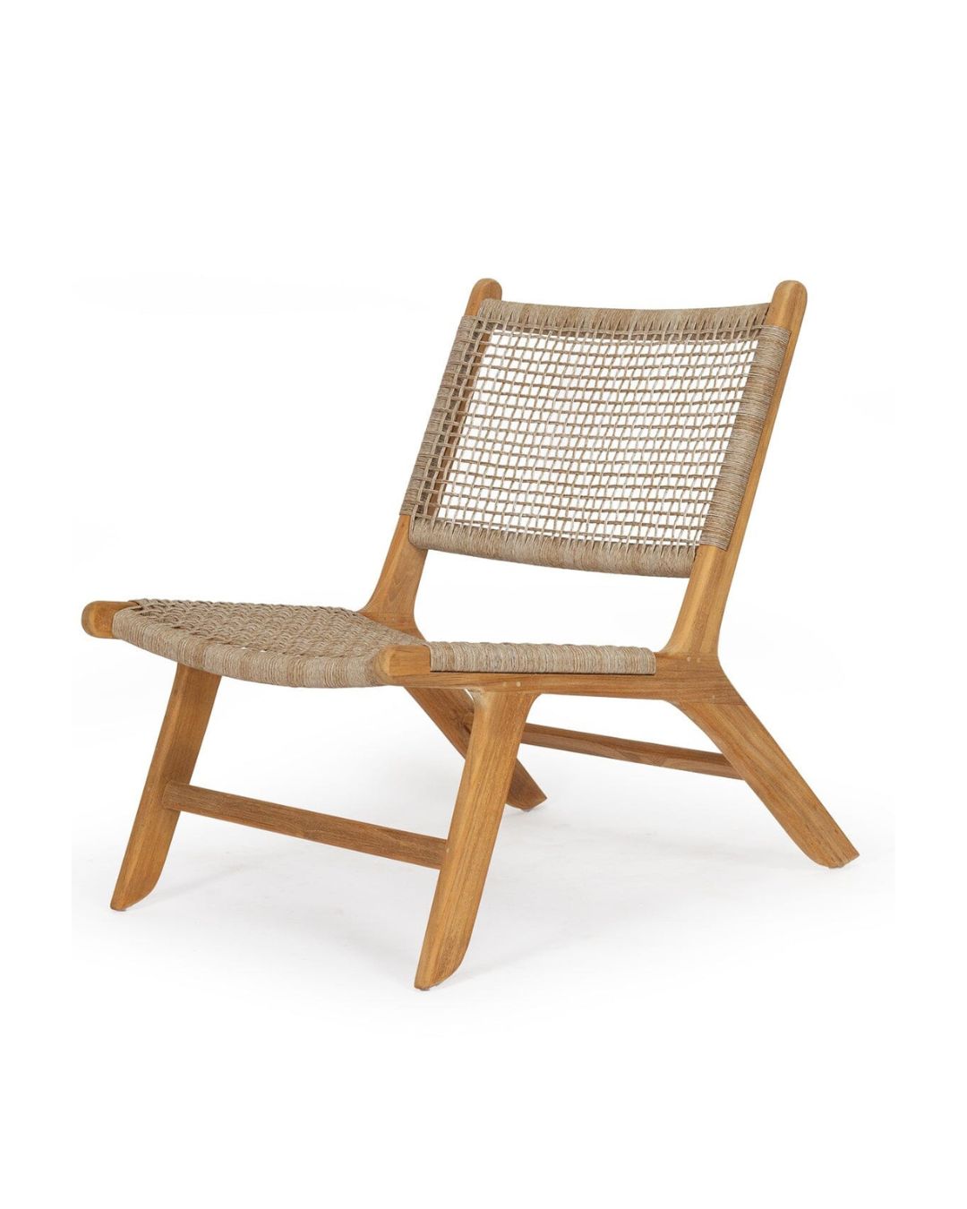 Wooden chair with woven backrest on a white background