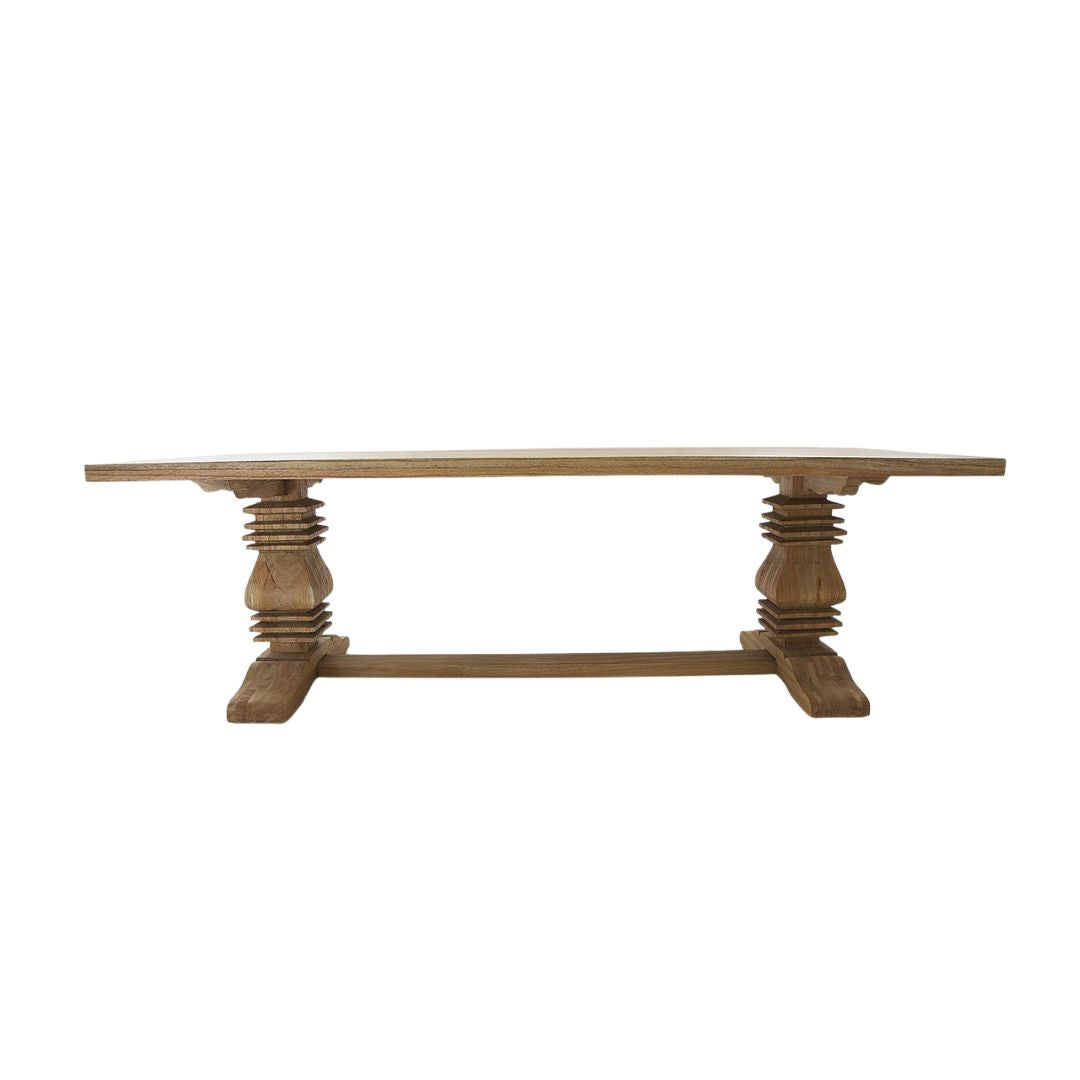 Wooden table with a white background