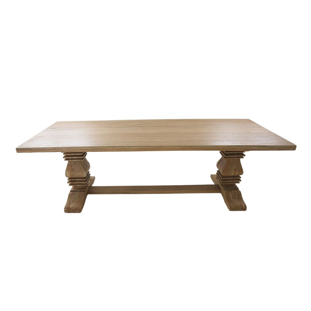 Wooden table with a white background