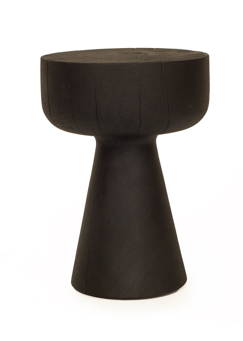 Black side table on a white background